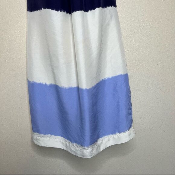 Banana Republic Stripe Silk Halter Dress Bow Ombre Blue White Lined Womens 4 - Picture 4 of 14